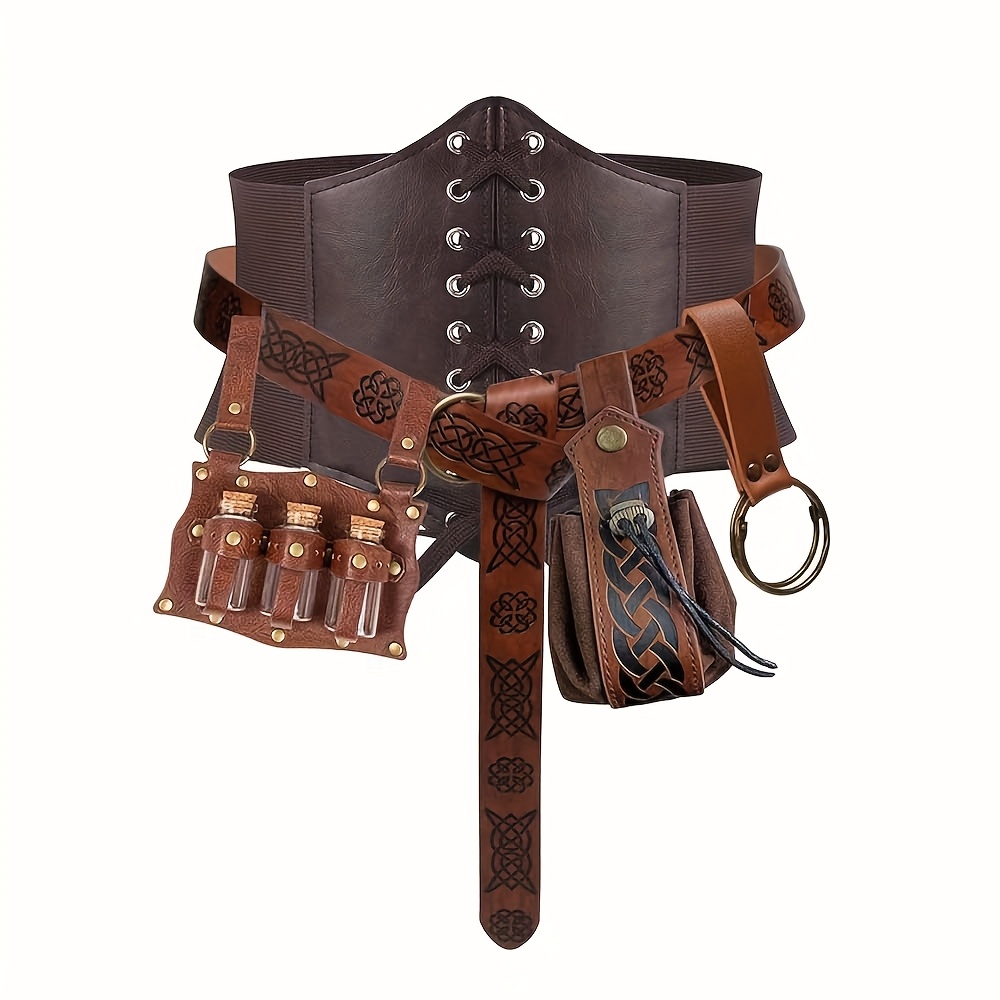 5pcs Renaissance Costume Corset Belt Pouch Potion Bottle Sword Frog Hook Medieval Festival Halloween Accessory