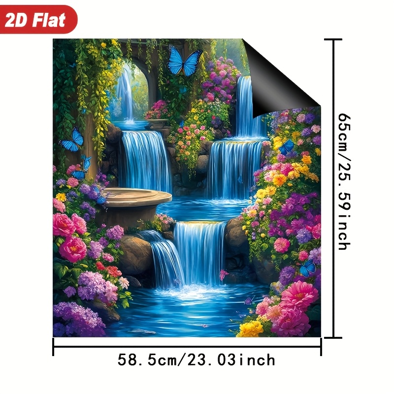 TEMU 1pc Garden Waterfall & Appliance Cover - Dishwasher & Refrigerator Door Sticker Suitable For Ovens, Washing Machines - (no Glue), Easy Clean,,