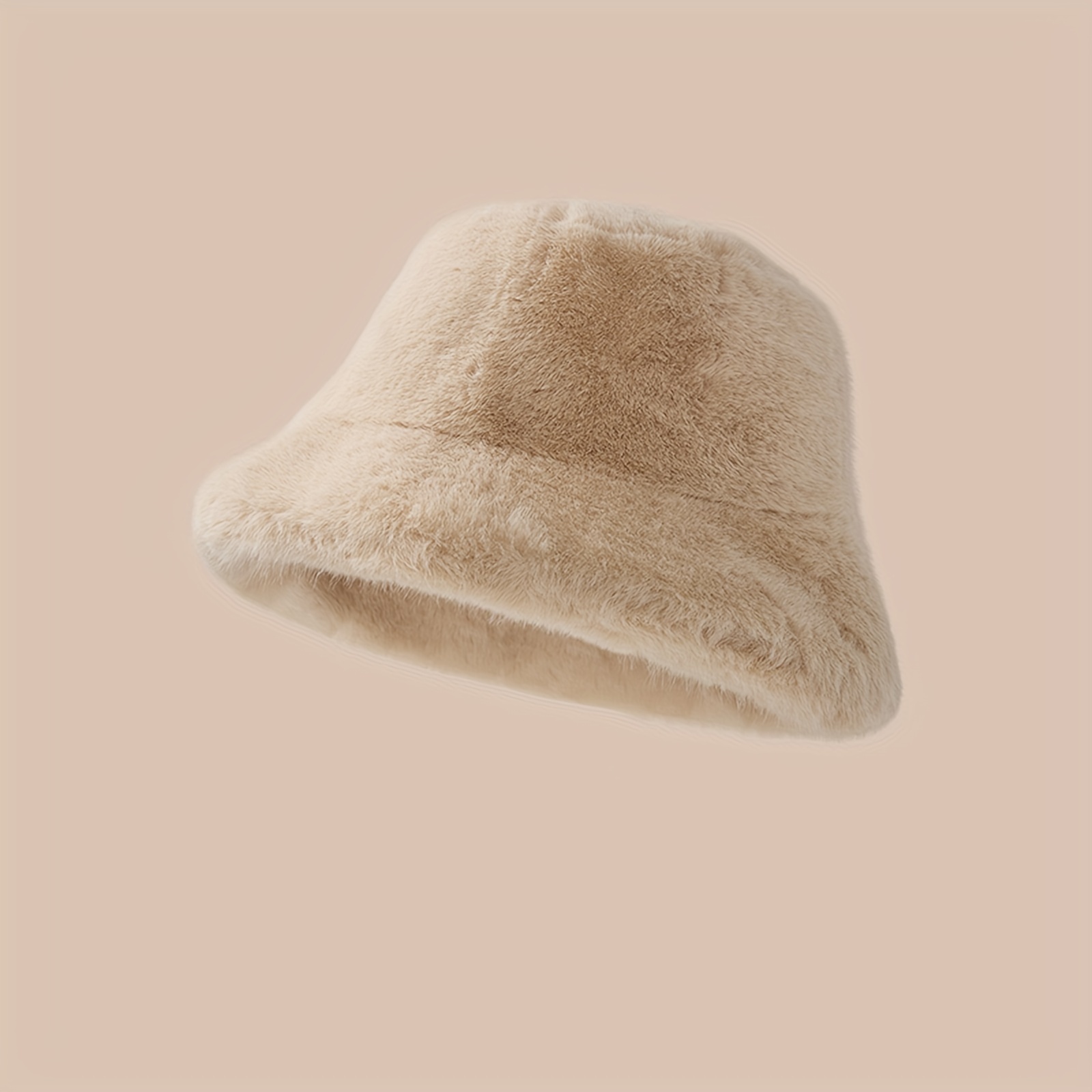 TEMU Women's Fur Bucket Hat, Soft Plush Warm   For Autumn And