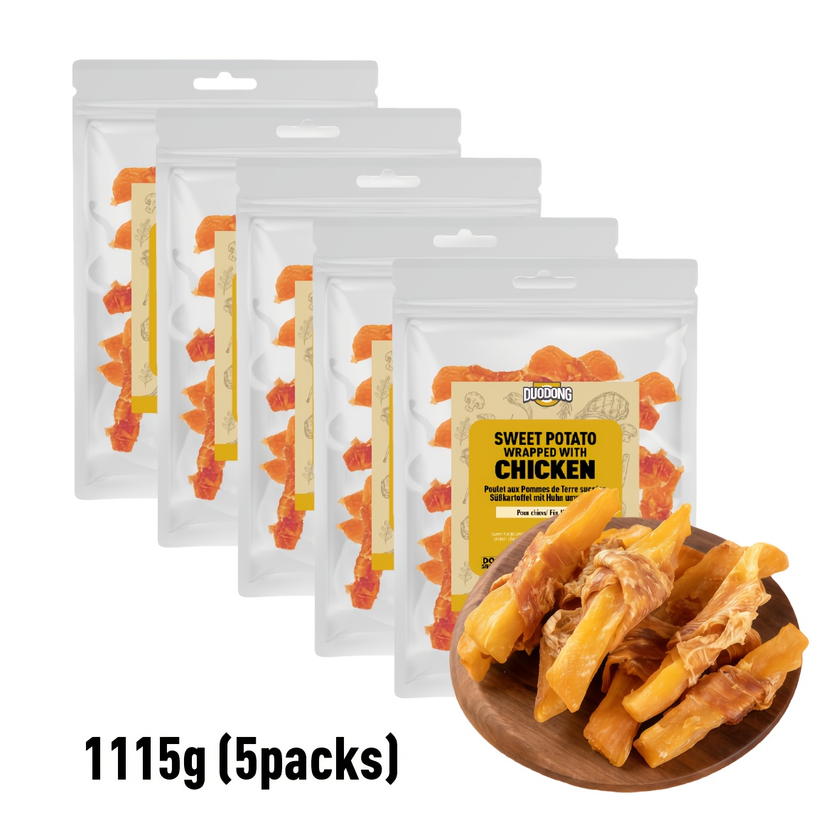 Image of Chicken And Sweet Potato Dog Treats, Protein Chews, Healthy Edible Snacks For All Breed Dogs, Training And Reward Treats
