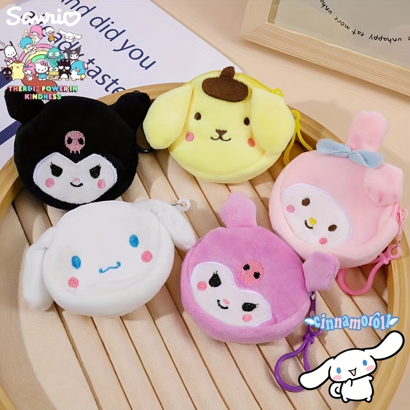 Temu – TEMU 5! Portable Plush Small Wallets, Hello Kitty, My Melody And Other , Coin Purse/ Headphone Bag/ Key Bag