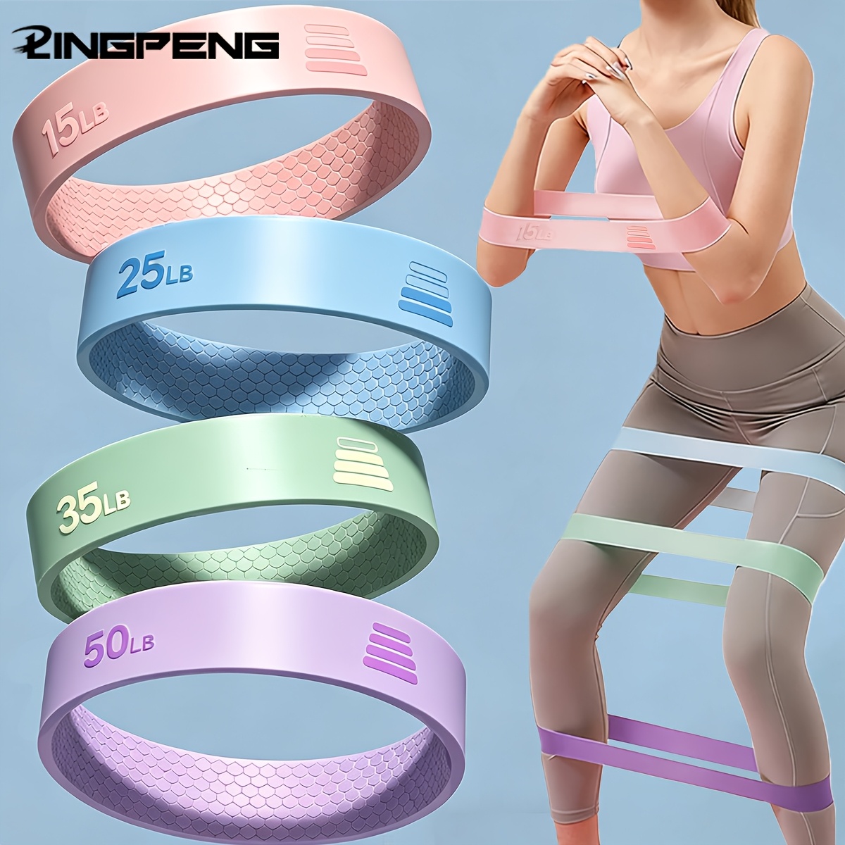 LINGPENG Yoga Resistance Loop Bands, Glute Booty Bands, Squat Training Pull Straps for Women, Home Gym Leg Workout
