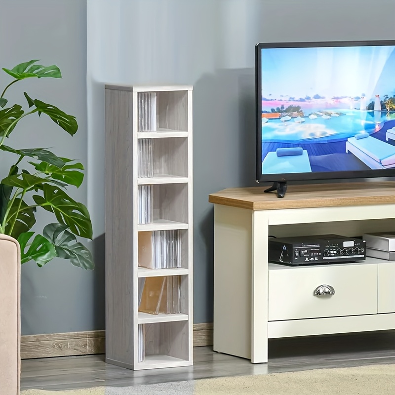 TEMU 6 Tier Wooden Cds Shelves Media Cube Bookcase Unit Storage Organizer Vertical Shelving, Standing Shelf