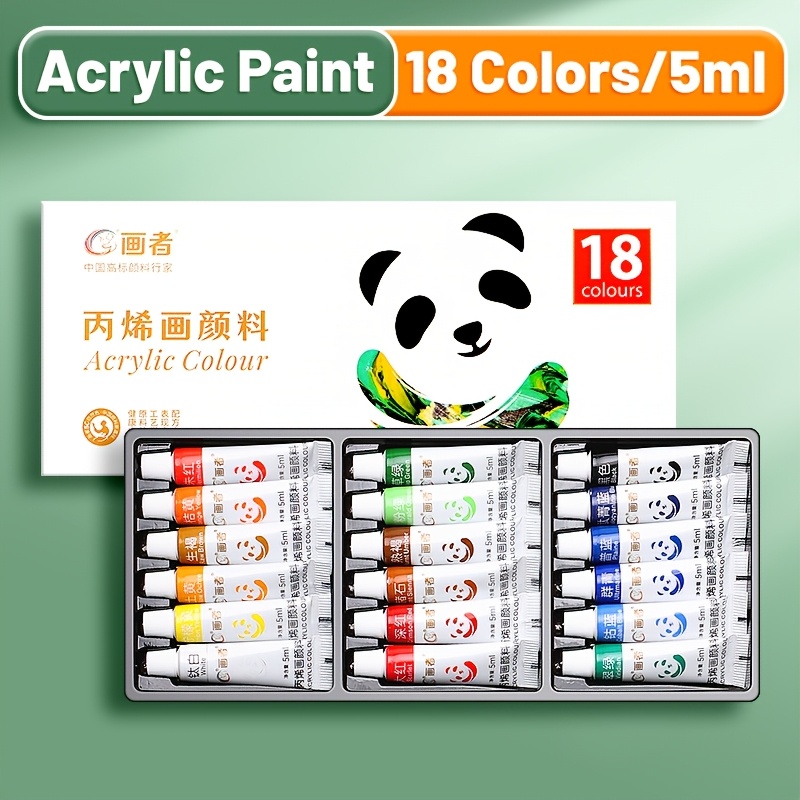 Set of Acrylic Paints with Rich Pigments, Waterproof, Portable, Available in 12, 18, or 24 Colors, 5 ml Each for Crafts, Canvas, Wood, and M