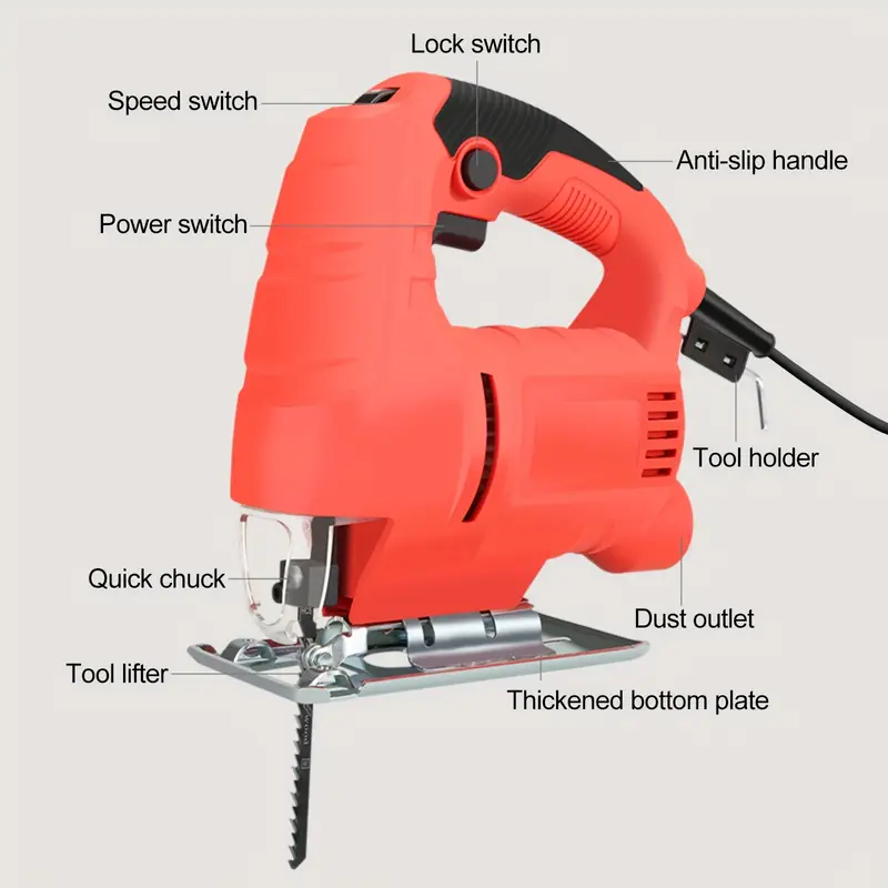 electric jig saw 800w jig saw 6 speed adjustable multifunctional electric woodworking power tool 45 cutting multifunctional jig saw woodworking variable speed red details 0