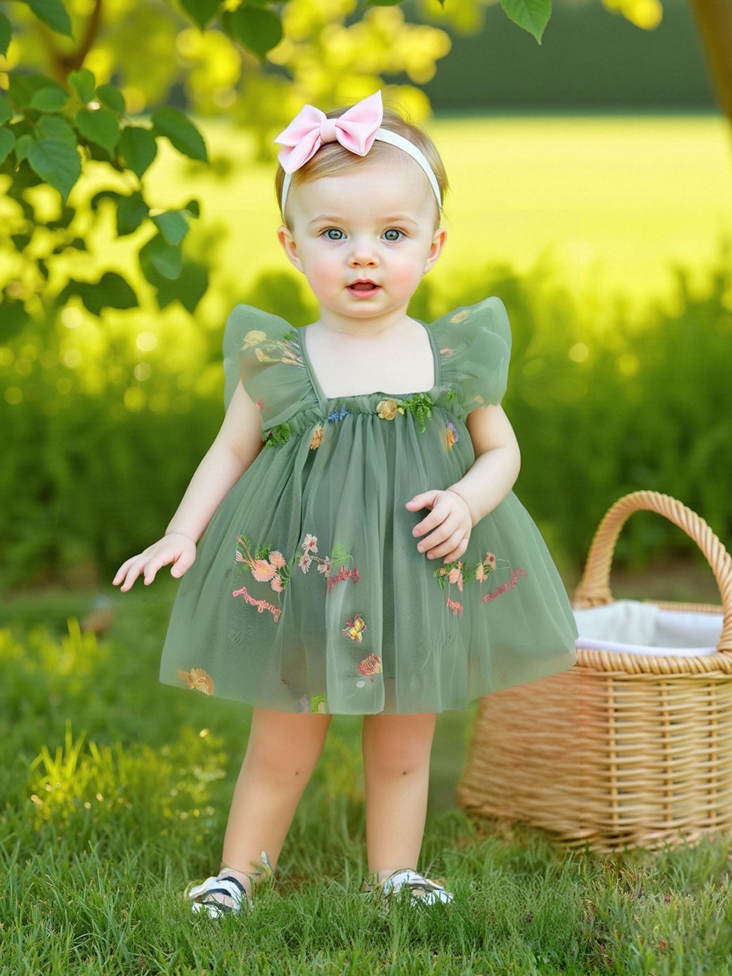 open lace back dress Couture Rental Baby Gown 