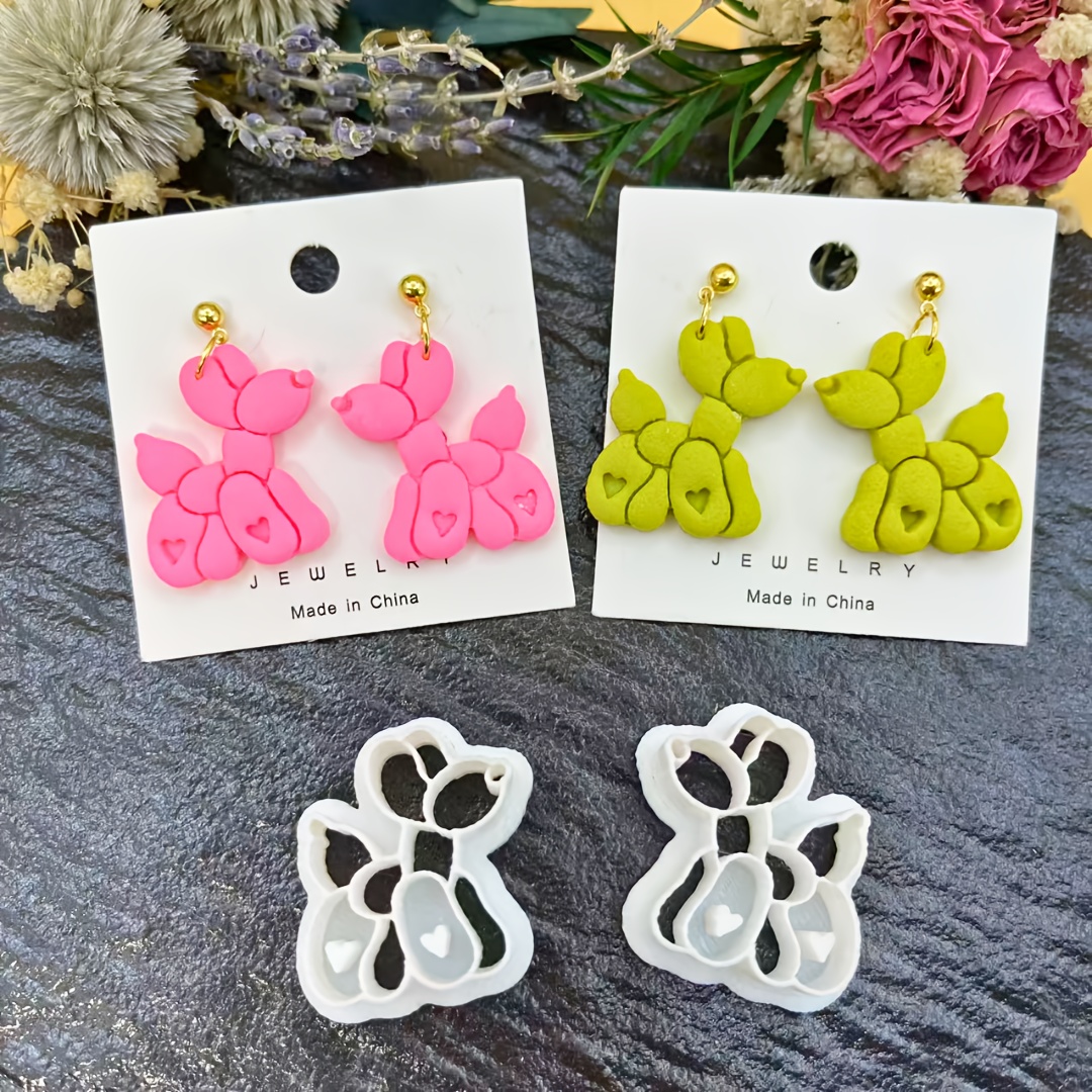 

Set Of -themed Dog Balloon Clay | Spring Valentine's Day | Diy Handmade Earrings And Jewelry Making, Featuring Intricate Hollow Designs | Jewelry Making Kits