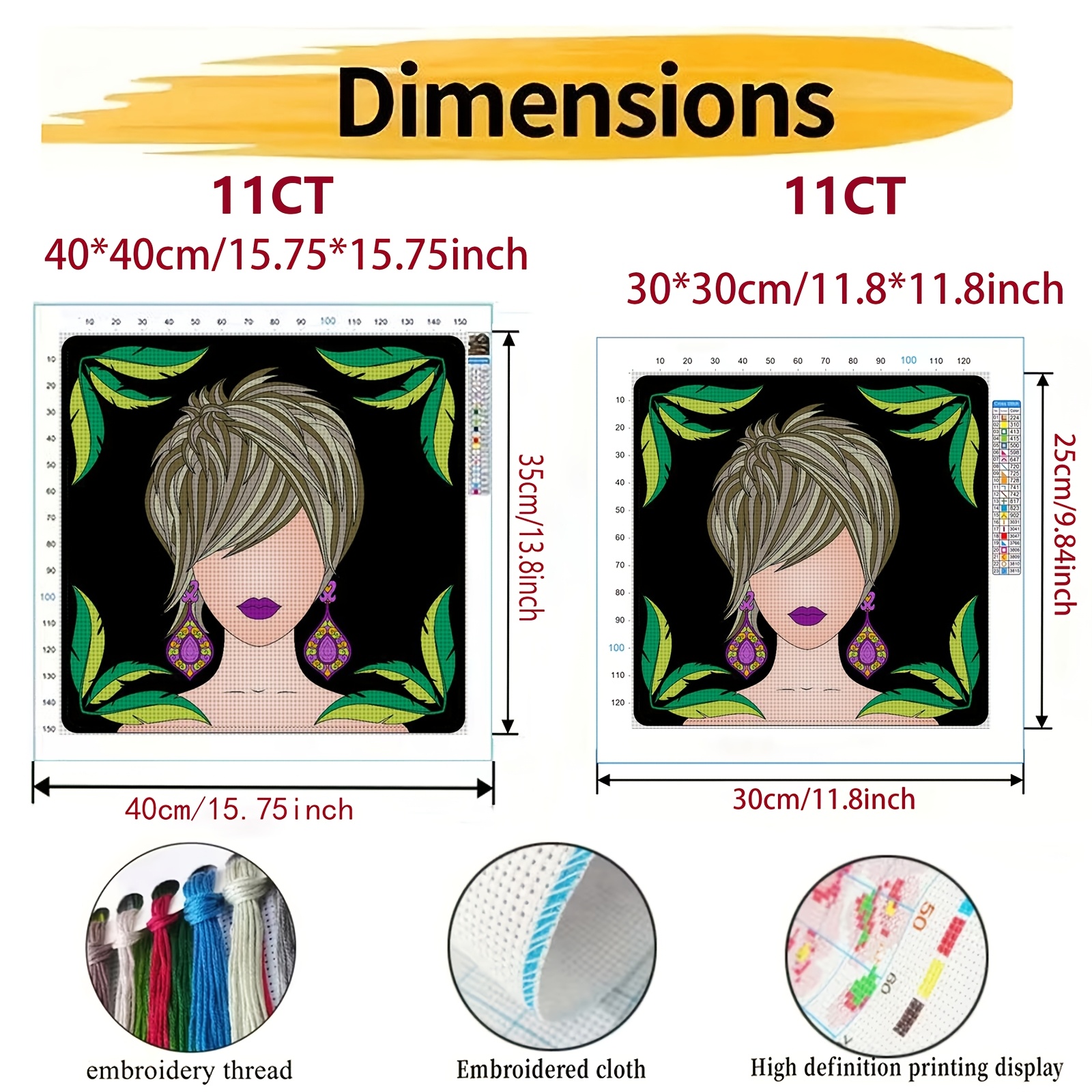 DIY Cross-Stitch Printed Kit, Cartoon Short Hair Decorative Pattern
