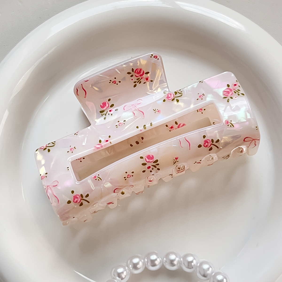 Image of New High-end Bowknot Rose Hair Clip, Vintage Spring And Summer Floral Hair Clip, Versatile Hair Accessory For Daily Wear