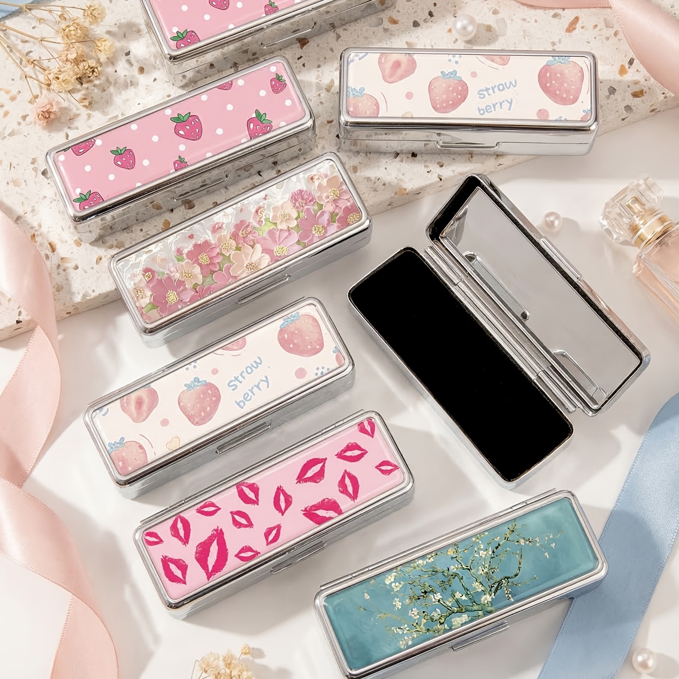 Multifunctional Portable Mini Mirror with Lipstick Case