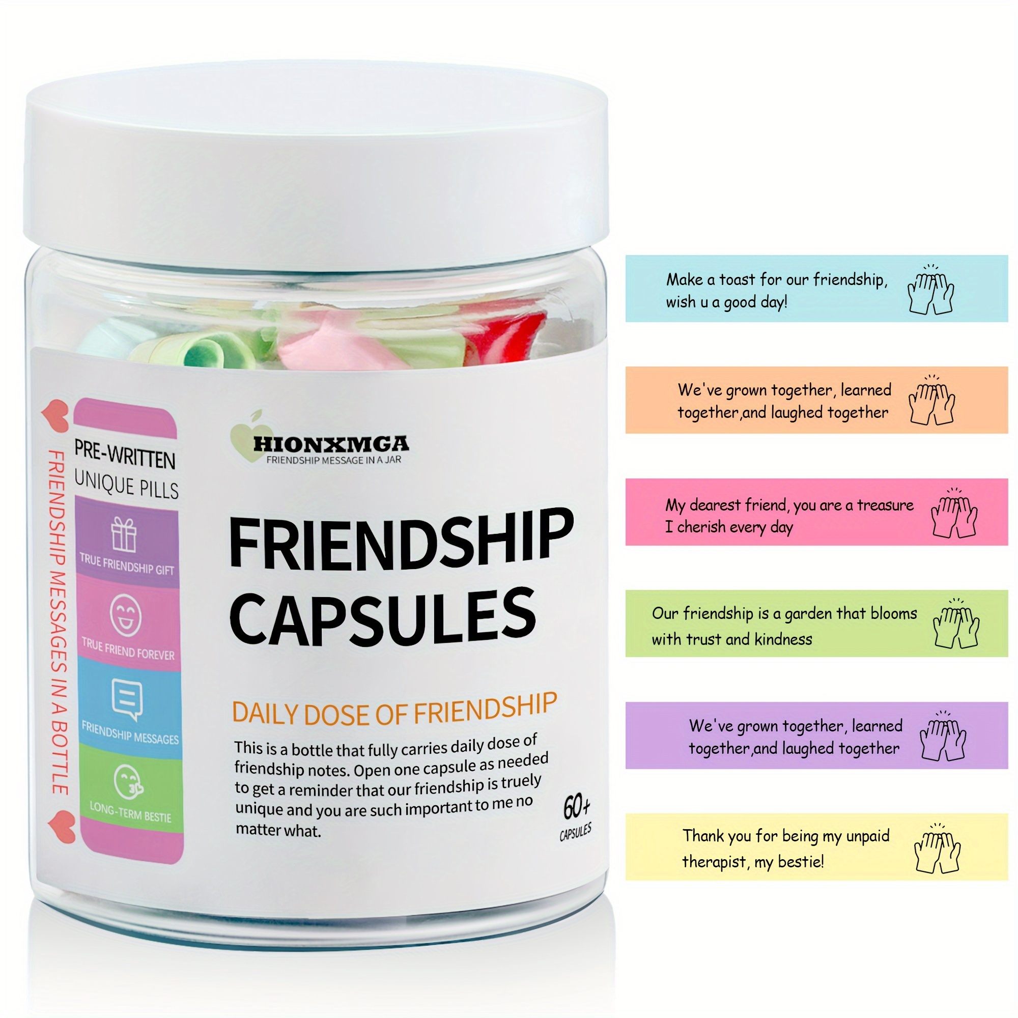 

60pcs - For & , Encouragement Capsules In Plastic Jar, Long Bff