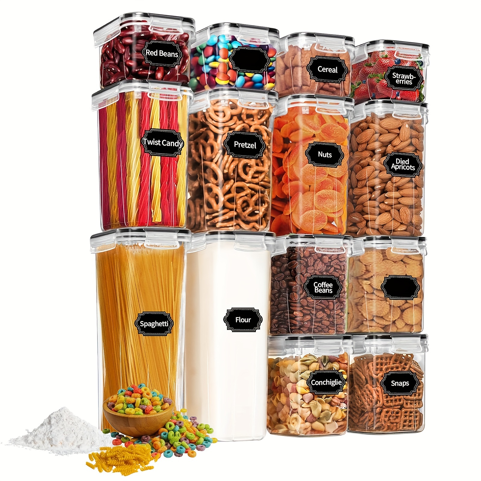 

Superlele 14pcs Set, And Pantry Organization And , Plastic And Labels, For , Dry , , , , And Hallowmas Christmas