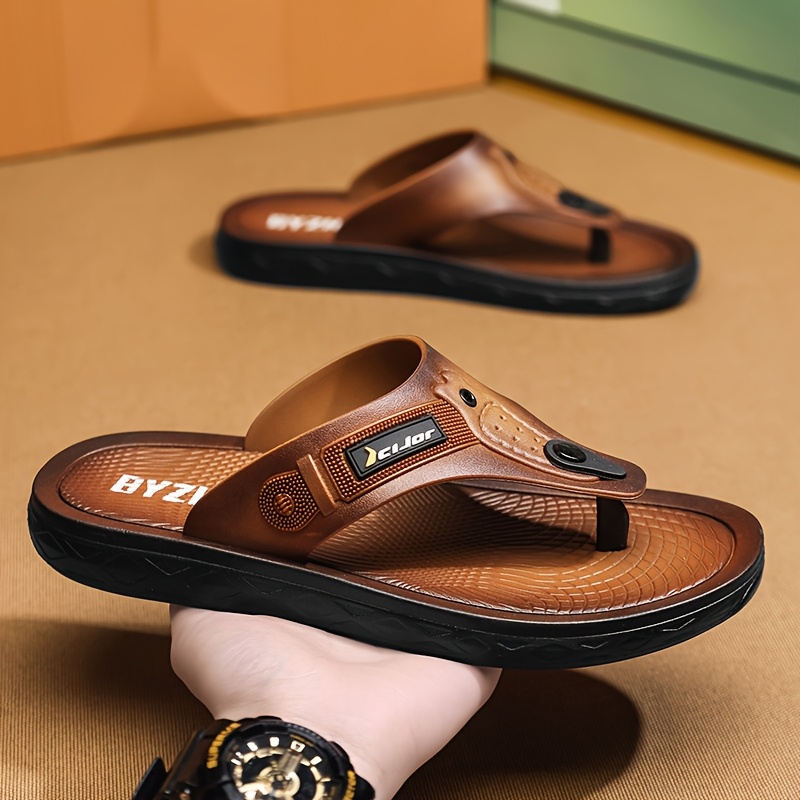 TEMU Men's Summer Outdoor Anti-slip New Style Toe-post Slippers, Men's Sports Soft-soled Wear-resistant Casual Beach Sandals