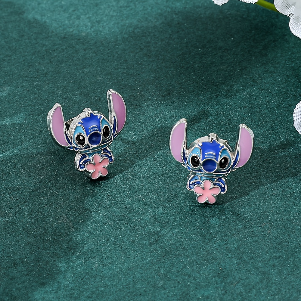 

Ume 2pcs/set Cute Cartoon Stitch With Flower Stud Earrings For Women Teen Girls Lovely Ear Accessories Jewelry Gifts For Fans