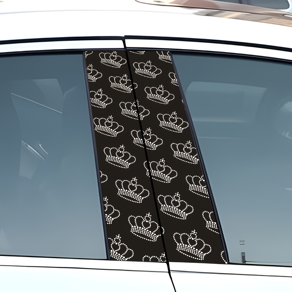 2pcs Elegant Crown Pattern Embossed Vinyl Stickers, Durable & Easy To Apply - Ideal For Car B-pillars, Glass Decor, Car Window Stickers