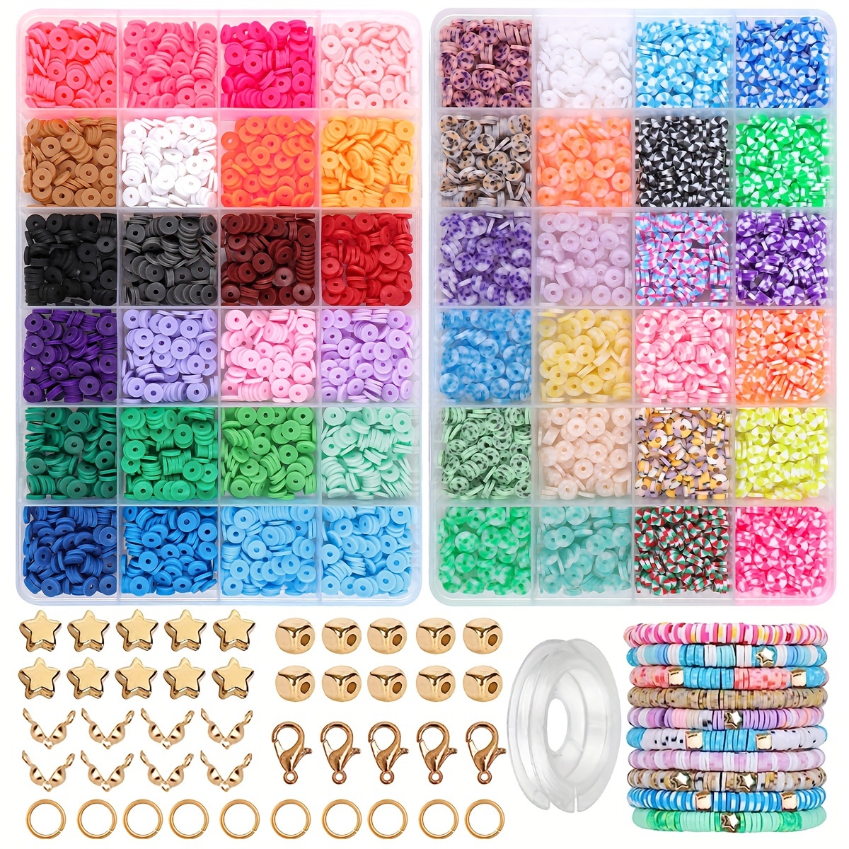 Kit de fabricación de pulseras, incluye cuentas de arcilla, cuentas de  poni, cuentas de cara sonriente de polímero, cuentas de letras de perlas de