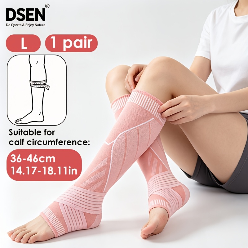TEMU 1 Pair/2pcs - Adjustable Non-slip Compression Knitted Calf And Ankle With 2 Cross Straps, Breathable Strap Ankle Brace, Suitable For Running,