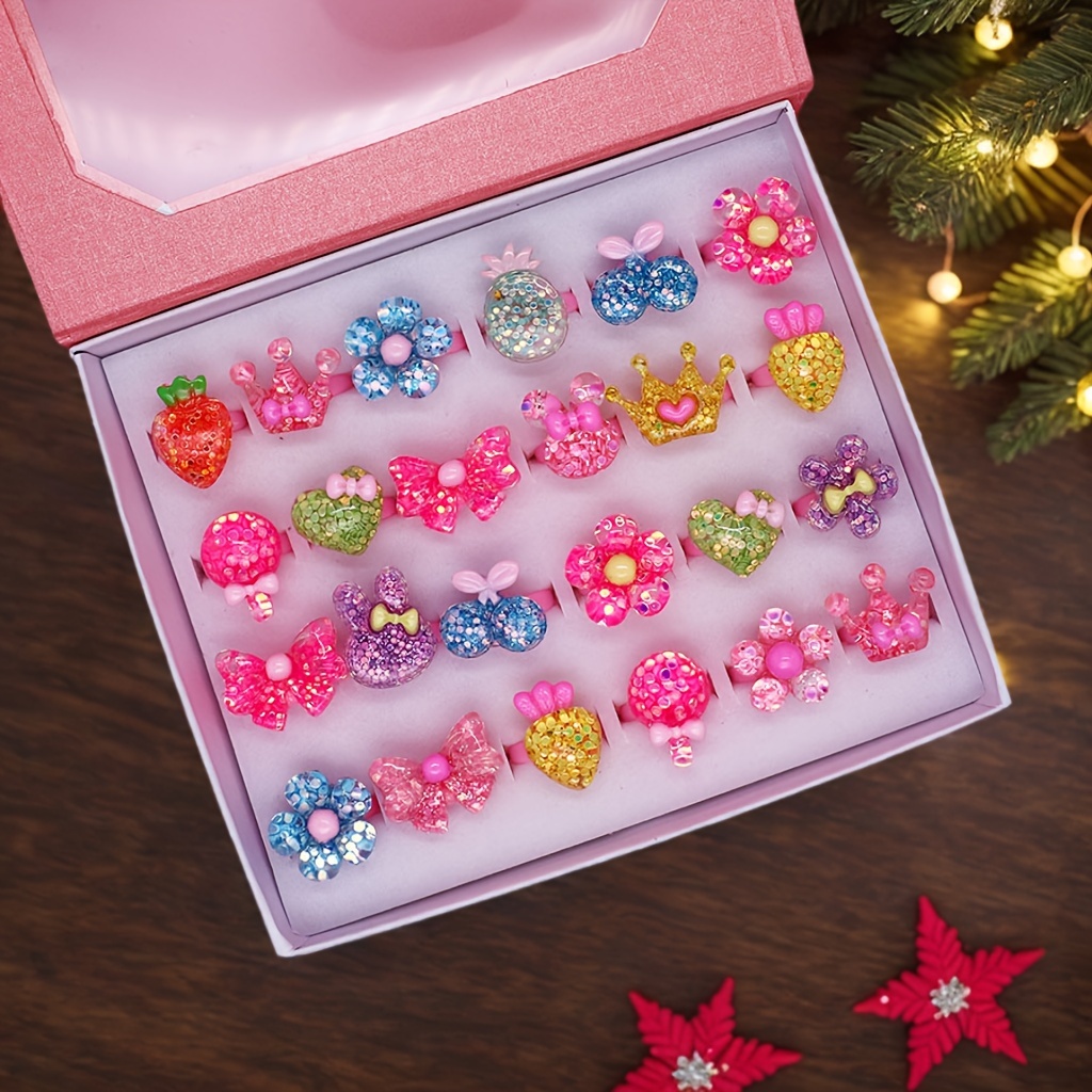 

10pcs Colorful Cartoon Fruit Resin Princess Rings Random Send (without Box)