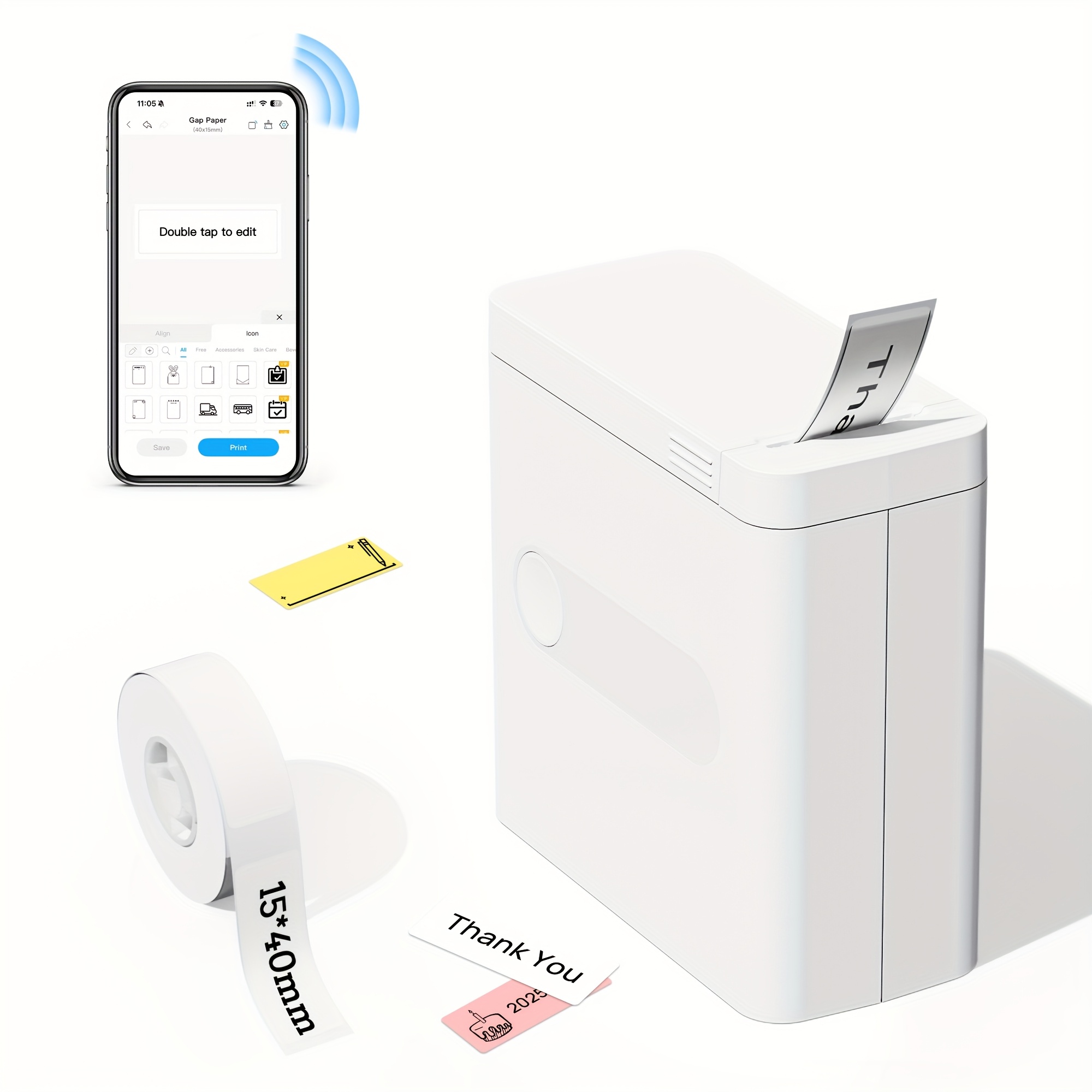 E-shop D12 Thermodrucker mit einer einzelnen Rolle 14x50mm Papier, ausgestattet mit Graffiti-Design-Option und verschiedenen Vorlagen, liefert