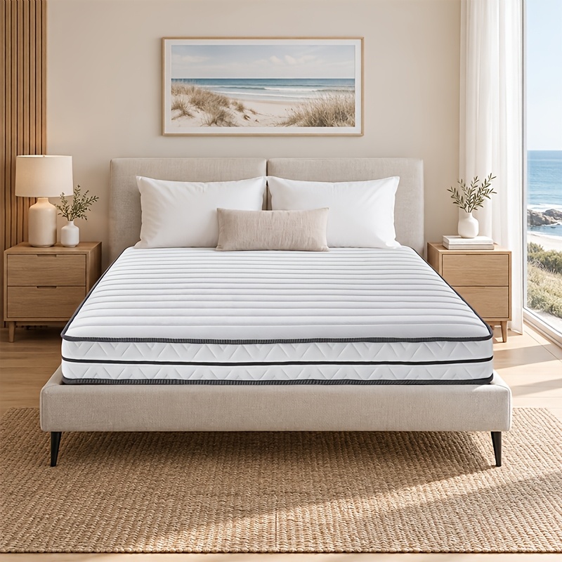TEMU 1 Matelas en mousse en boîte, 90×200Cm/140×200Cm tailles, Mousse haute blanche, Respirant, Résilient, à l'humidité & de vertébrale, Moyennement