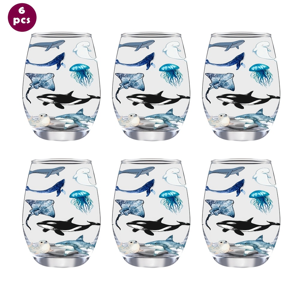 TEMU Lot de 6 verres à vin pied 12 oz/350 ml, verres à champagne et à whisky, gobelets de fête pour intérieur et extérieur, parfaits , , , et les