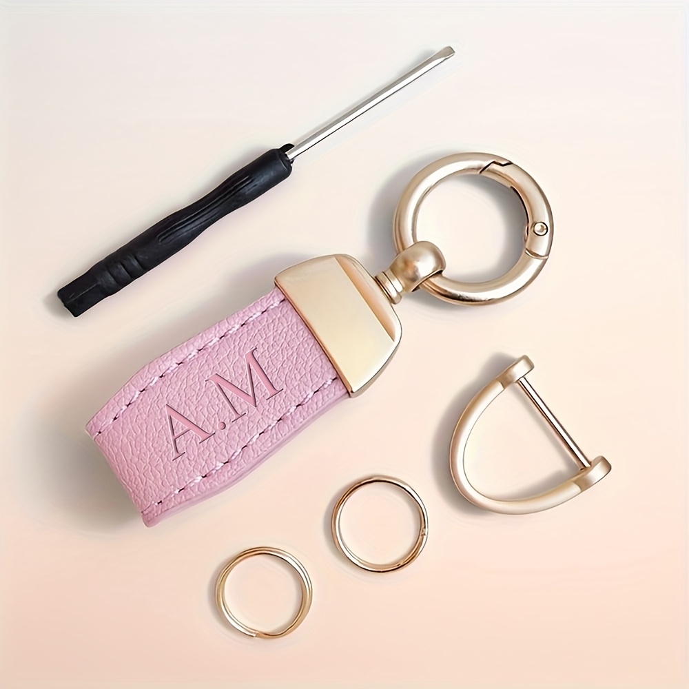TEMU Personalized Customized Name Women's Keychain Car Thread Gift Metal Pendant Pu Key Chain French Style Durable Keychain Creative Diy Letters