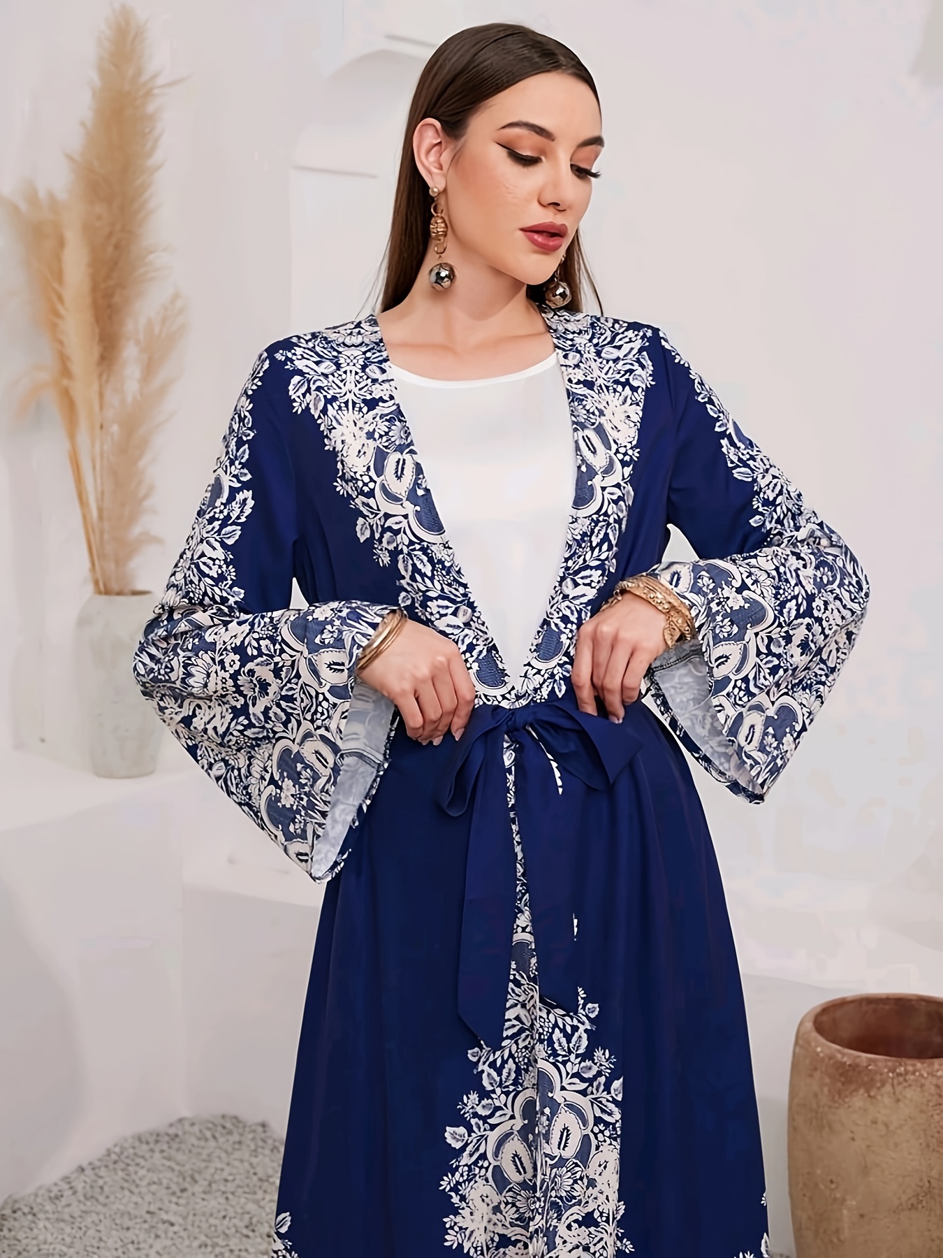 chinese dress ladies Kaftan Dresses for Women Floral Print Long Robe Ramadan Abaya Maxi Dress  Long Sleeve Muslim Eid Outfits Turkish Prayer Clothes Arabic Pakistani  Ethnic Dresses Islamic Robe White Medium at Amazon Women's Clothing