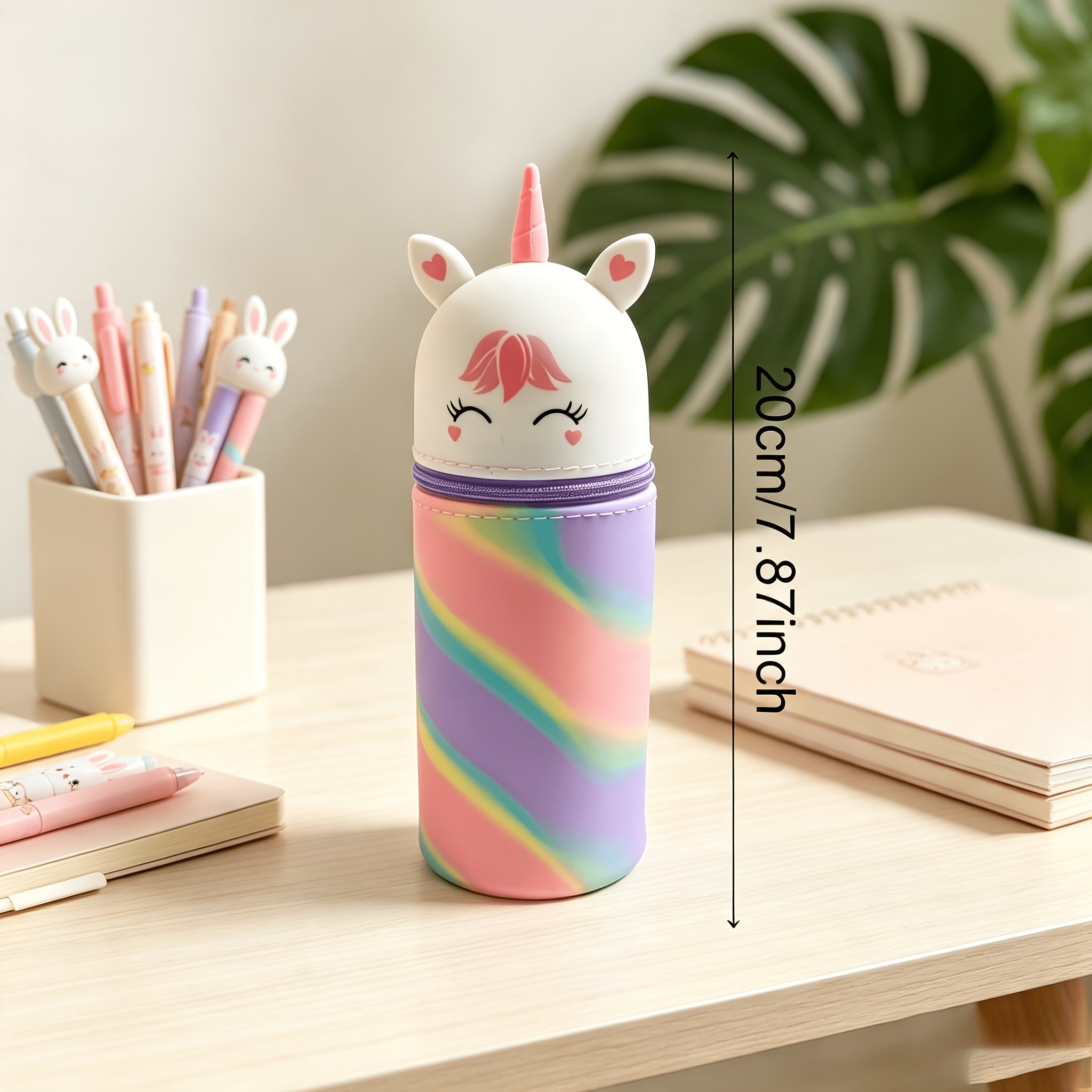 Image of Animal Silicone Pen Pouch 2 In 1 Vertical Pen Pouch Large Capacity Student Teenager Pen Pouch Stationery Organiser Pencil Pouch
