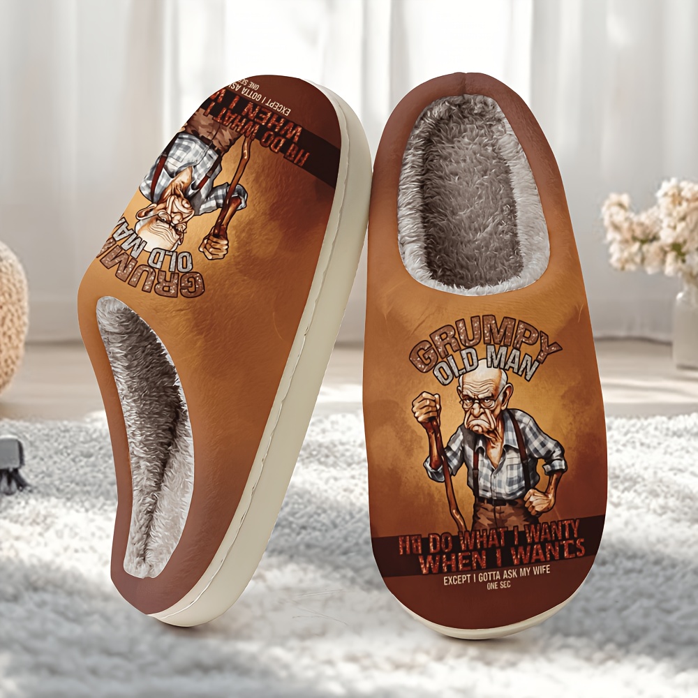 TEMU Men's Patterned Printed Slippers, Comfortable And Stylish Indoor Platform Slippers For Couples, New Autumn/winter 2026 Bedroom Slippers,