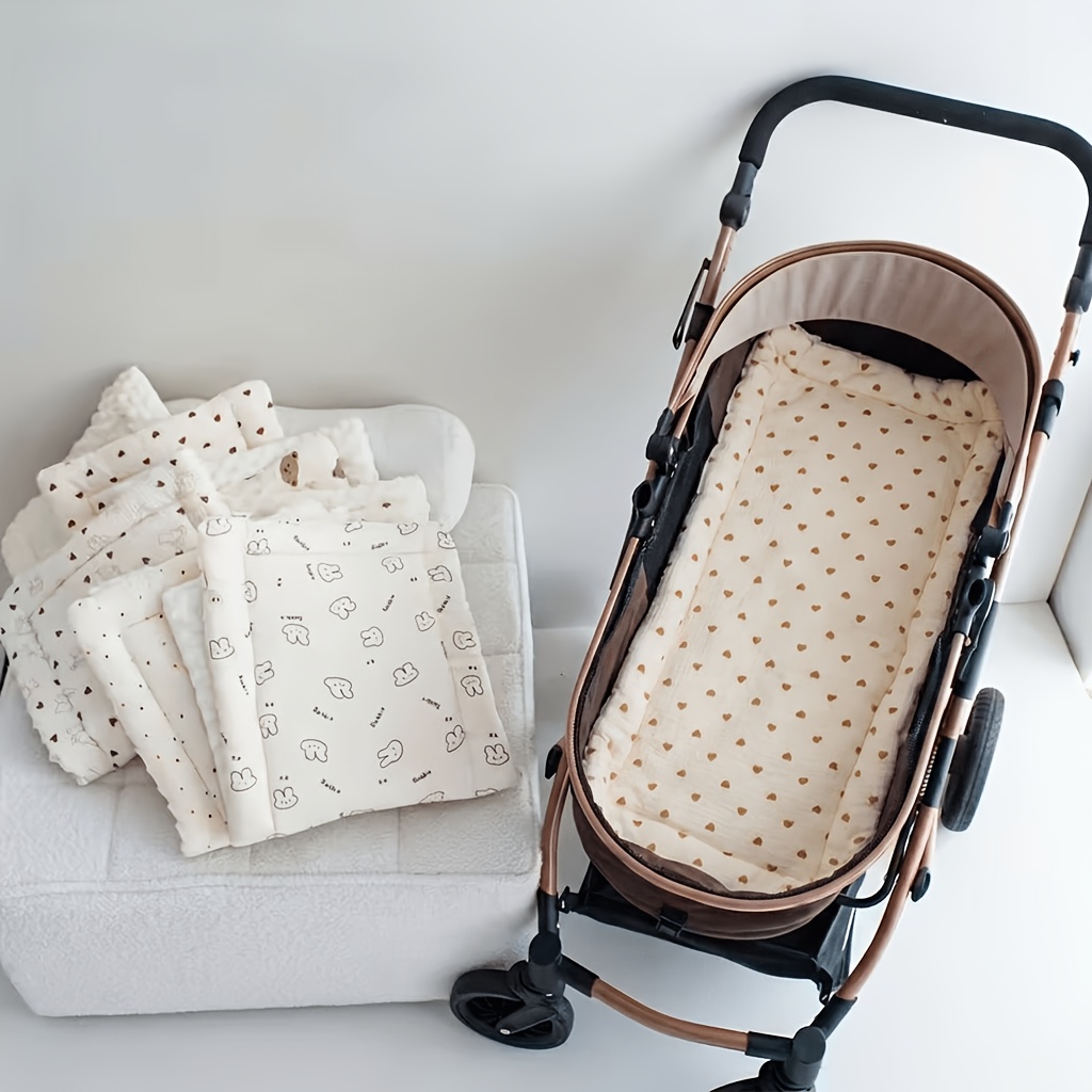 Image of 1pc Cartoon Print Children' Cushion, Soft, Comfortable, And Breathable, Reversible, Stroller Accessory, Suitable For Multiple