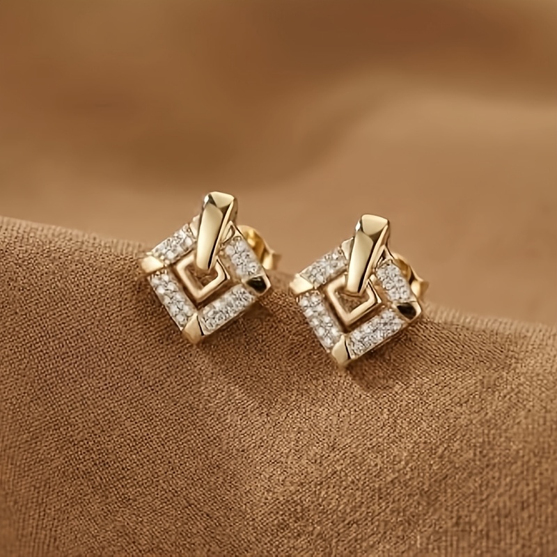 Women's Elegant Double-Layer Geometric Earrings with Cubic Zirconia