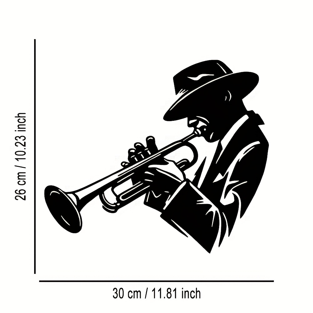 TEMU 1pc Of Elegant Abstract Art Featuring A Trumpet Player, A Metal Wall Decoration With A Minimalist Christmas Design, Perfect For Homes, Offices,