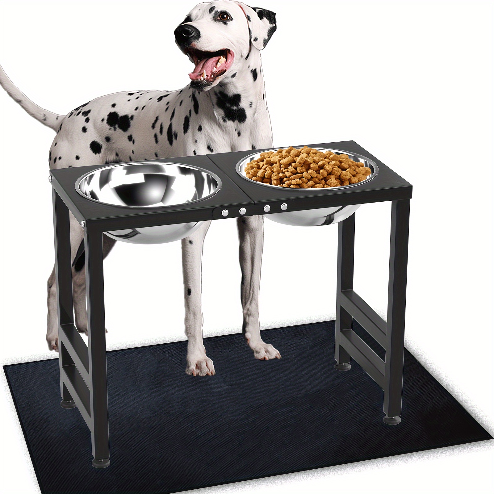 

Metal Elevated Dog Bowls For Extra Large Dogs, Raised Dog Bowl Stand With Food Mat And 3000 Ml Dog Bowls, 17.1 In/43.5 Cm Tall Dog Food Water Feeder For Extra Large Breed