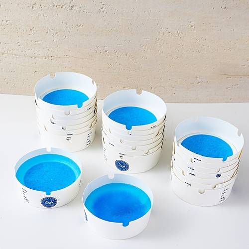 disposable ashtray with self contained cigarette extinguishing sand thickened and hardened to prevent ash from flying convenient for home use room