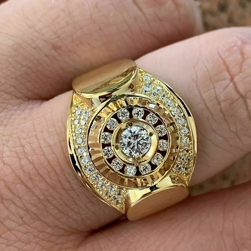 Men's Watch Inspired Ring with Sparkling Synthetic Zirconia