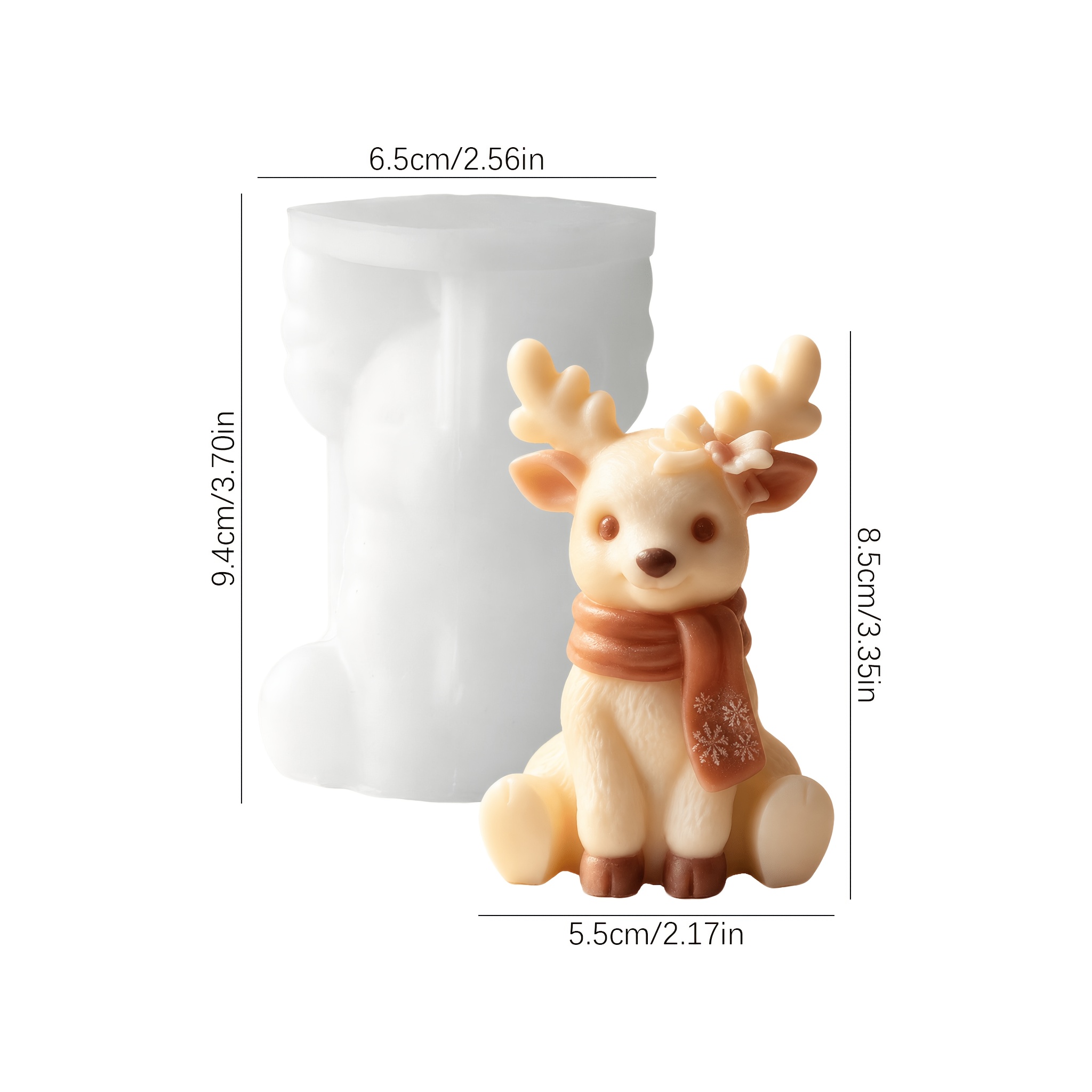 TEMU Stampo in silicone per candela a forma di renna natalizia, stampo in gesso per ornamenti in resina a forma di renna natalizia, stampo per di