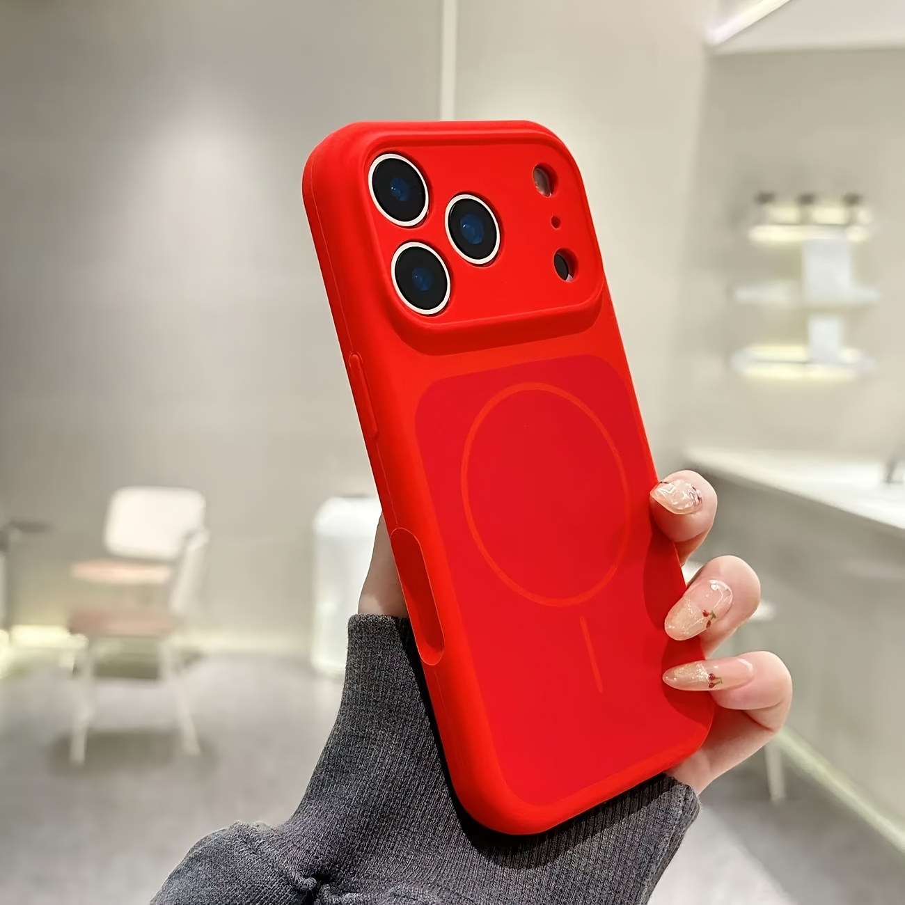 TEMU Phone Case: Color-block Skin-feel Premium Case For Iphone 17 Air, Iphone 16 Pro Max, Niche Couple' With Precision-cut Holes For Iphone 15 Plus,