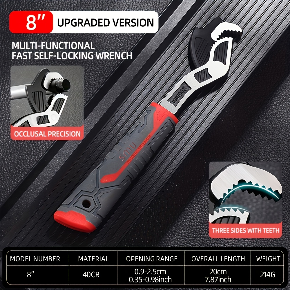 Image of 1pc Airaj Self-locking Wrench Tube Wrench 6/8/10/12 Inch Self-locking Wear-resistant Anti-slip Handle Chromium-vanadium Alloy Steel