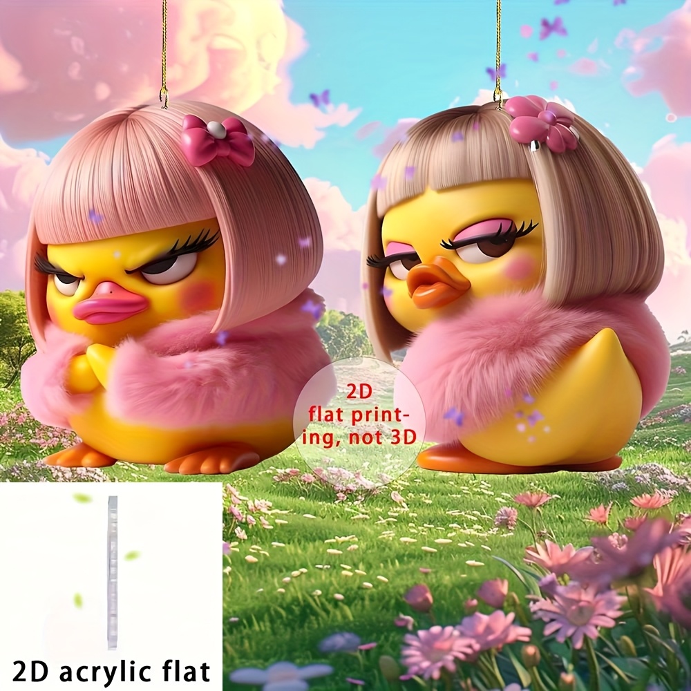 TEMU 2d Flat - [2d Flat] 2d Multi-functional Acrylic Decoration, 2pcs Funny Little Yellow Duck, Beautiful Little Yellow Duck, Yellow Duck, 2d Plane,