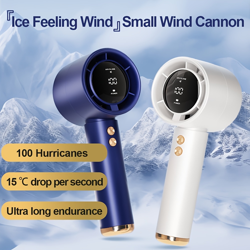 

Powerful Portable Handheld Fan, 13000rpm, (1-) Adjustable Mini Fan, 3000mah Rechargeable Personal Fan, Digital Display Small Hair Dryer