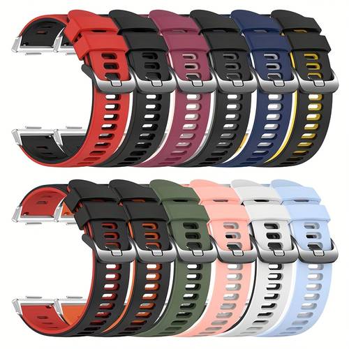 two tone soft silicone watch band compatible with for huawei watch 5 for huawei watch 4 sports replacement watch straps for huawei watch fit 3