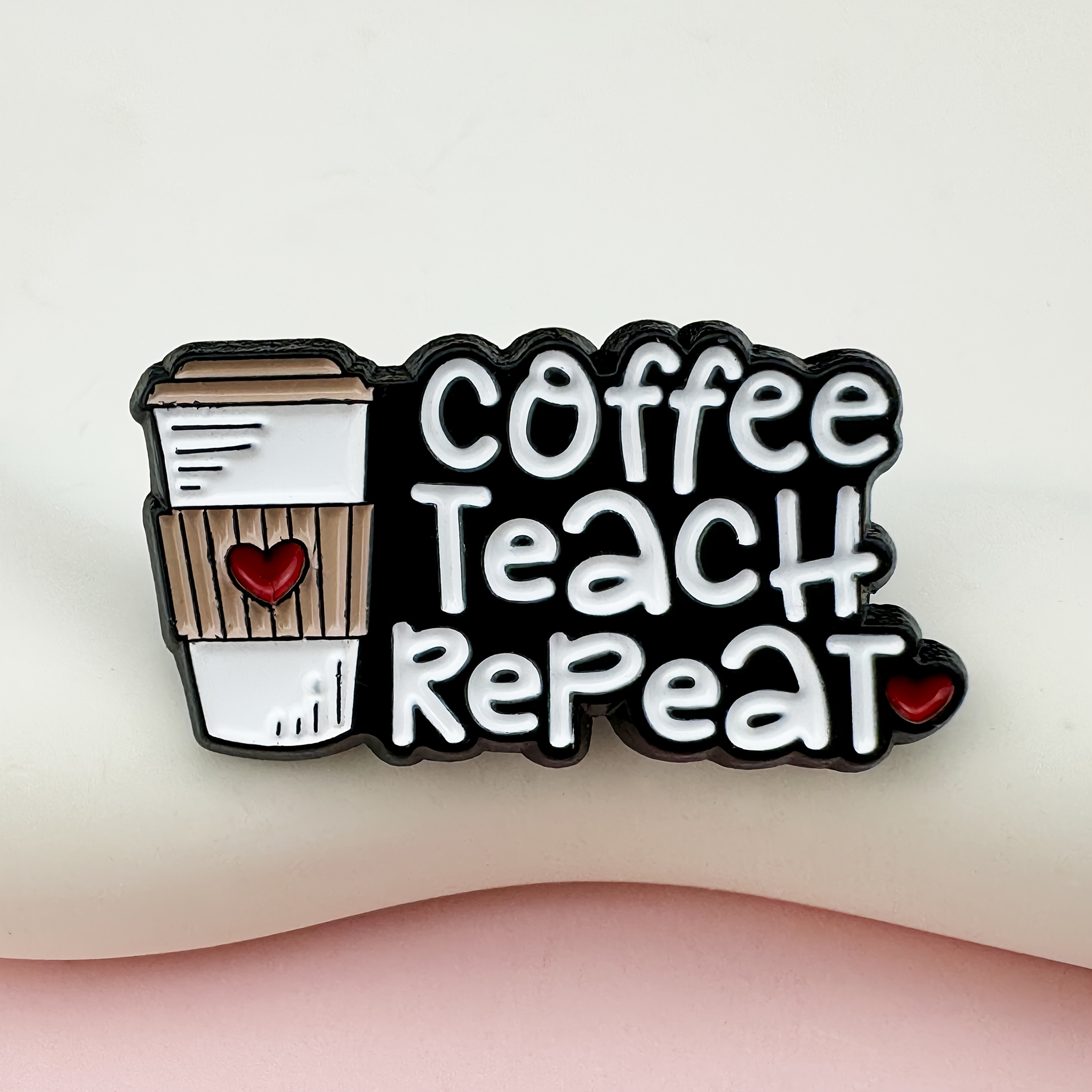 1pc Coffee Letter Brooch, Used For Backpack Clothing Hat Additions Pin Badge