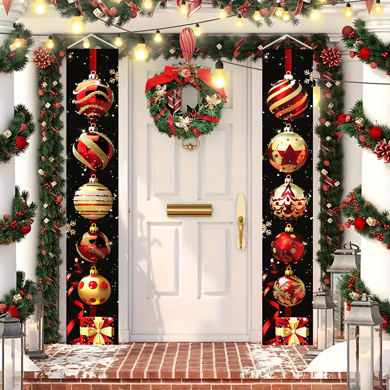 

Merry Christmas Porch Banners - 2pcs Set, Door Signs For Indoor/outdoor Holiday Decor, Front Door, Yard, Garage