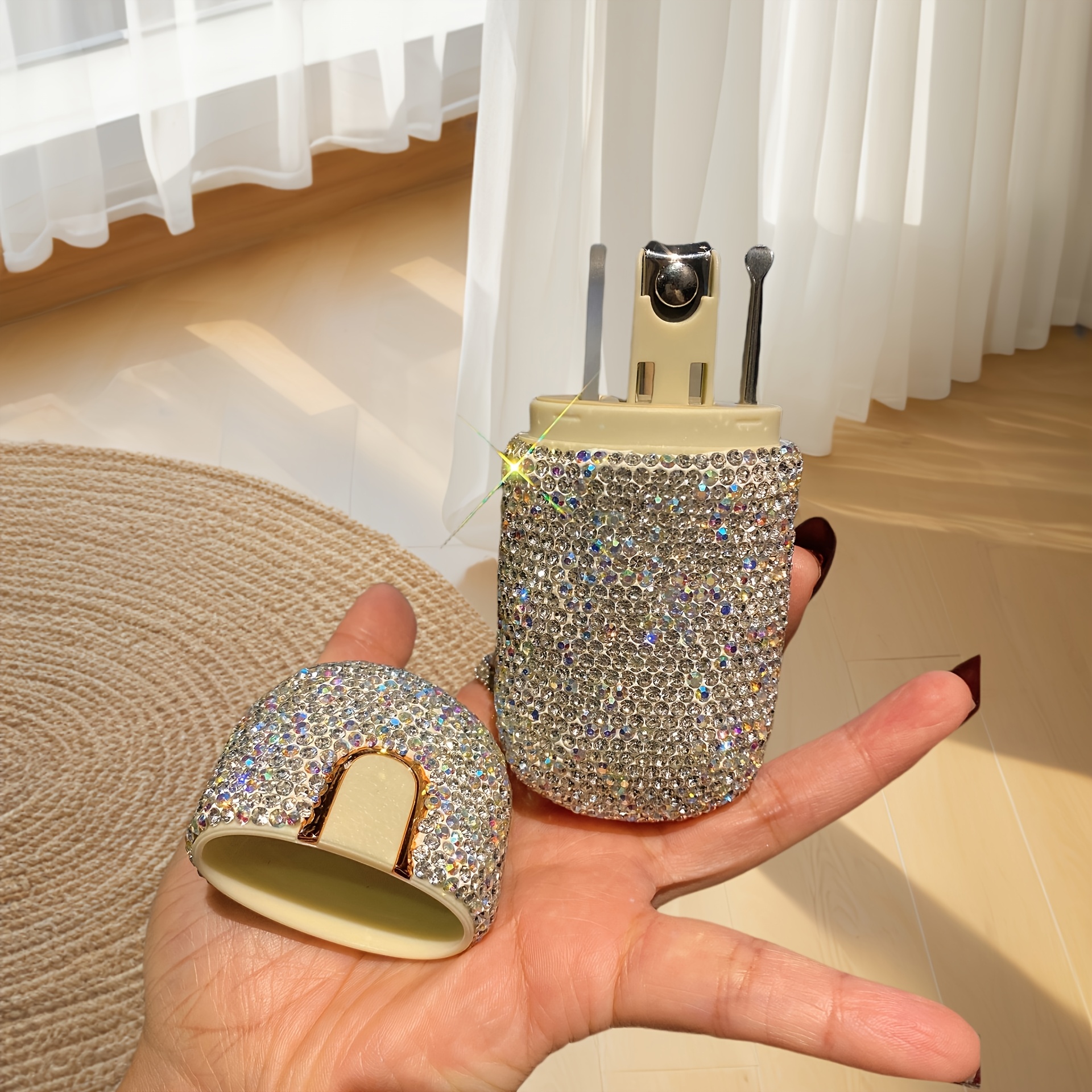 Luxury Diamond Inlaid Nail Clipper Set, 3pcs