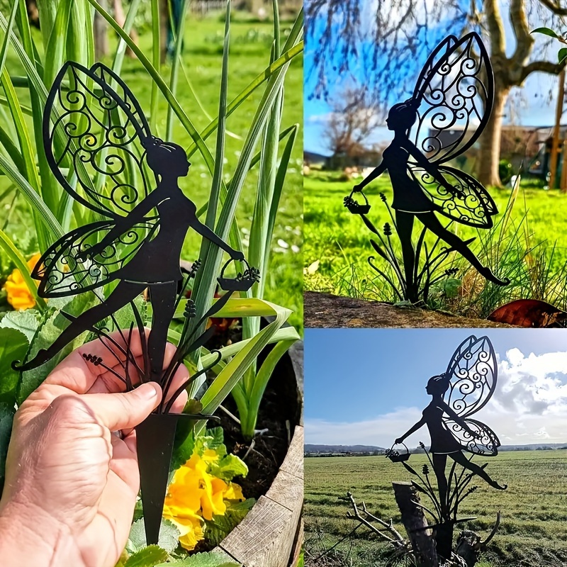 

1pc Fairy Silhouette Garden Stake, Artistic Metal Outdoor Decor, Rustic Yard Art, Lawn Ornament, Durable Weather-resistant Decoration