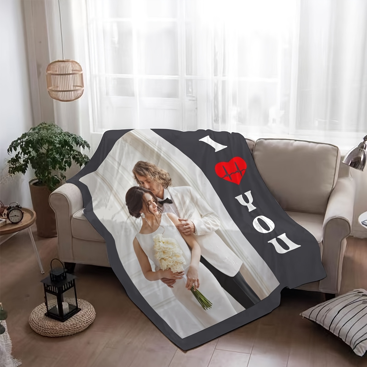 Personalized Custom Photo Flannel Blanket, Valentine's Gift