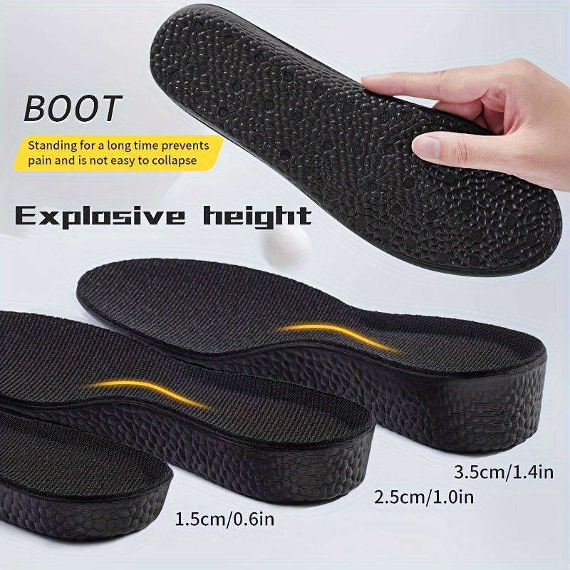 1pair Inner Heightening Insoles, Men's And Women's Invisible Comfortable Soft Sole, Sports Shock Absorption Sweat-absorbing Insoles