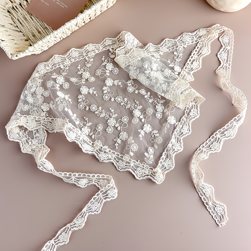 Pastoral Floral Lace Tie-back Scarf Headband, Layered Waist Curtain, Rose Lace Triangular Headscarf, Women's Novelty Headband