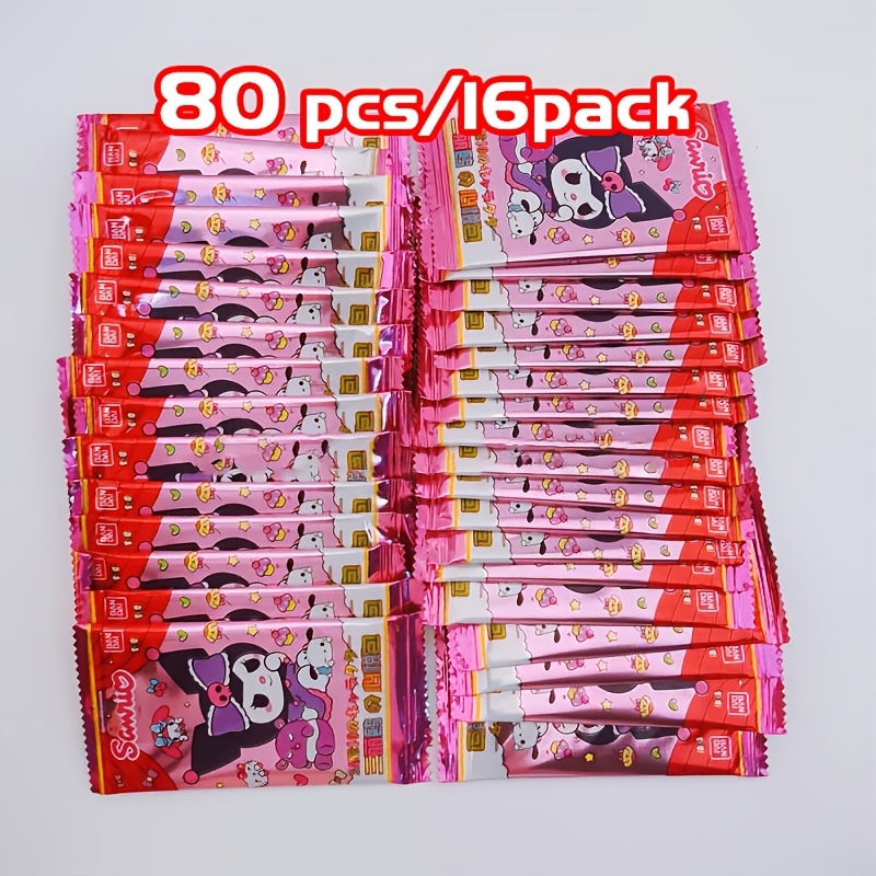 Image of 80pcs Cartoon Theme Set Cards, Cards, Trading Cards. Vibrant Colors, Random Outer Packaging Style, Includes Cute Anime And Game Sets Like /my Melody/kuromi, Cards