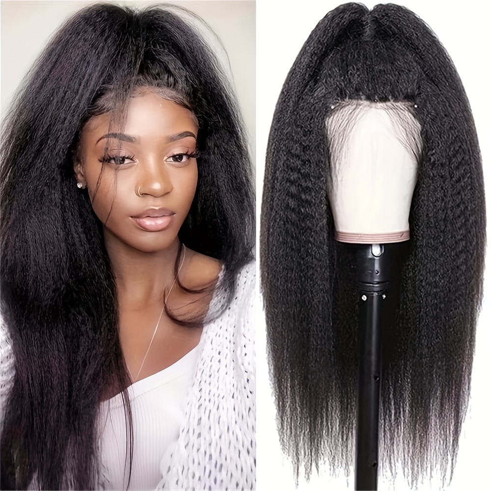 Emol Kinky Straight Lace Front Wigs Human Hair Wigs For Women 13x4 Transparent Hd Human Hair Straight Human Hair Lace Frontal Wigs 20 Inch